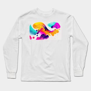 Modern Contemporary Abstract Watercolor Colorful Multicolored Cosmic Splash Galaxy Long Sleeve T-Shirt